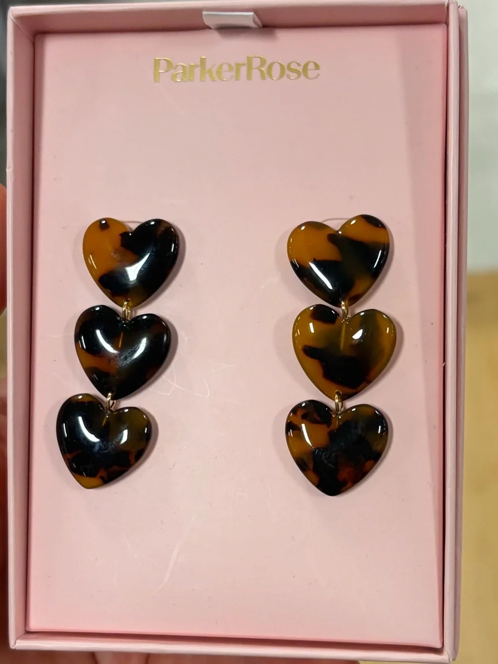 NWT ⚜️🤎⚜️ Parker Rose Tortoiseshell Hearts Drop Earrings